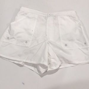 Maxine of Hollywood swimming trunks shorts white zipper front pockets then NWT